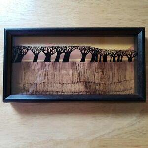 1973 Lucid Lines Virgil Thrasher #666 Treeline Framed Wall Art 10.5" x 5.5"